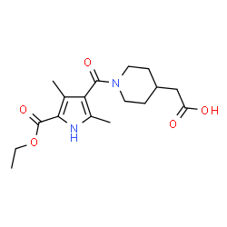 ChemSpider 2D Image | (1-{[5-(Ethoxycarbonyl)-2,4-dimethyl-1H-pyrrol-3-yl]carbonyl}-4-piperidinyl)acetic acid | C17H24N2O5