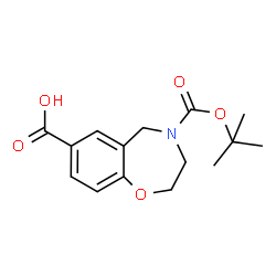 ChemSpider 2D Image | 4-(tert-butoxycarbonyl)-3,5-dihydro-2H-1,4-benzoxazepine-7-carboxylic acid | C15H19NO5