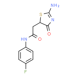 ChemSpider 2D Image | 5-Thiazolidineacetamide, N-(4-fluorophenyl)-2-imino-4-oxo- | C11H10FN3O2S