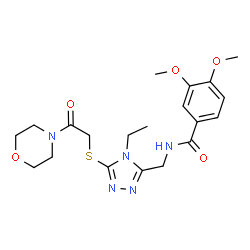 ChemSpider 2D Image | N-[(4-Ethyl-5-{[2-(4-morpholinyl)-2-oxoethyl]sulfanyl}-4H-1,2,4-triazol-3-yl)methyl]-3,4-dimethoxybenzamide | C20H27N5O5S
