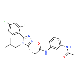 ChemSpider 2D Image | N-(3-Acetamidophenyl)-2-{[5-(2,4-dichlorophenyl)-4-isobutyl-4H-1,2,4-triazol-3-yl]sulfanyl}acetamide | C22H23Cl2N5O2S