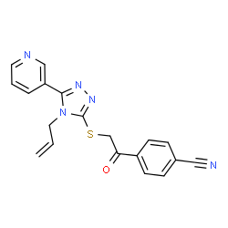 ChemSpider 2D Image | 4-({[4-Allyl-5-(3-pyridinyl)-4H-1,2,4-triazol-3-yl]sulfanyl}acetyl)benzonitrile | C19H15N5OS