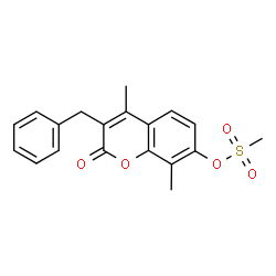 ChemSpider 2D Image | 3-Benzyl-4,8-dimethyl-2-oxo-2H-chromen-7-yl methanesulfonate | C19H18O5S