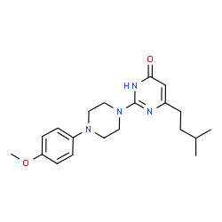 ChemSpider 2D Image | 2-[4-(4-Methoxyphenyl)-1-piperazinyl]-6-(3-methylbutyl)-4(1H)-pyrimidinone | C20H28N4O2