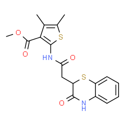ChemSpider 2D Image | Methyl 4,5-dimethyl-2-{[(3-oxo-3,4-dihydro-2H-1,4-benzothiazin-2-yl)acetyl]amino}-3-thiophenecarboxylate | C18H18N2O4S2