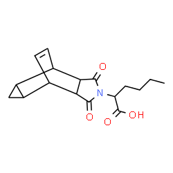 ChemSpider 2D Image | 2-(3,5-Dioxo-4-azatetracyclo[5.3.2.0~2,6~.0~8,10~]dodec-11-en-4-yl)hexanoic acid | C17H21NO4