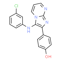 ChemSpider 2D Image | 4-{3-[(3-Chlorophenyl)amino]imidazo[1,2-a]pyrimidin-2-yl}phenol | C18H13ClN4O