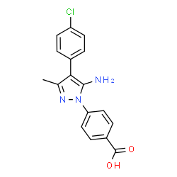 ChemSpider 2D Image | 4-[5-amino-4-(4-chlorophenyl)-3-methylpyrazol-1-yl]benzoic acid | C17H14ClN3O2