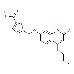 ChemSpider 2D Image | Methyl 5-{[(4-butyl-2-oxo-2H-chromen-7-yl)oxy]methyl}-2-furoate | C20H20O6