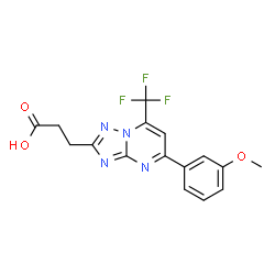 ChemSpider 2D Image | 3-[5-(3-Methoxyphenyl)-7-(trifluoromethyl)[1,2,4]triazolo[1,5-a]pyrimidin-2-yl]propanoic acid | C16H13F3N4O3