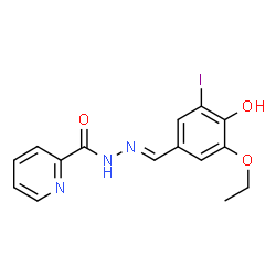 ChemSpider 2D Image | N'-[(E)-(3-Ethoxy-4-hydroxy-5-iodophenyl)methylene]-2-pyridinecarbohydrazide | C15H14IN3O3
