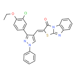 ChemSpider 2D Image | (2Z)-2-{[3-(3-Chloro-4-ethoxyphenyl)-1-phenyl-1H-pyrazol-4-yl]methylene}[1,3]thiazolo[3,2-a]benzimidazol-3(2H)-one | C27H19ClN4O2S