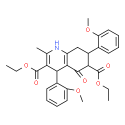ChemSpider 2D Image | Diethyl 4,7-bis(2-methoxyphenyl)-2-methyl-5-oxo-1,4,5,6,7,8-hexahydro-3,6-quinolinedicarboxylate | C30H33NO7