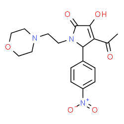 ChemSpider 2D Image | 4-Acetyl-3-hydroxy-1-[2-(4-morpholinyl)ethyl]-5-(4-nitrophenyl)-1,5-dihydro-2H-pyrrol-2-one | C18H21N3O6
