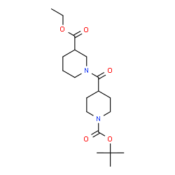 ChemSpider 2D Image | 2-Methyl-2-propanyl 4-{[3-(ethoxycarbonyl)-1-piperidinyl]carbonyl}-1-piperidinecarboxylate | C19H32N2O5