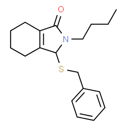 ChemSpider 2D Image | 3-(Benzylsulfanyl)-2-butyl-2,3,4,5,6,7-hexahydro-1H-isoindol-1-one | C19H25NOS