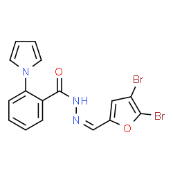 ChemSpider 2D Image | N'-[(Z)-(4,5-Dibromo-2-furyl)methylene]-2-(1H-pyrrol-1-yl)benzohydrazide | C16H11Br2N3O2