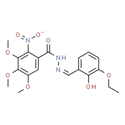 ChemSpider 2D Image | N'-[(Z)-(3-Ethoxy-2-hydroxyphenyl)methylene]-3,4,5-trimethoxy-2-nitrobenzohydrazide | C19H21N3O8