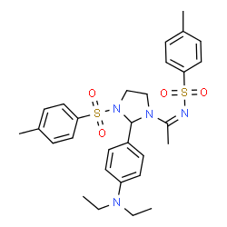 ChemSpider 2D Image | N-[(1Z)-1-{2-[4-(Diethylamino)phenyl]-3-[(4-methylphenyl)sulfonyl]-1-imidazolidinyl}ethylidene]-4-methylbenzenesulfonamide | C29H36N4O4S2