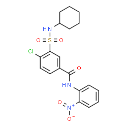 ChemSpider 2D Image | 4-Chloro-3-(cyclohexylsulfamoyl)-N-(2-nitrophenyl)benzamide | C19H20ClN3O5S