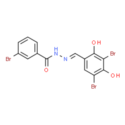 ChemSpider 2D Image | 3-Bromo-N'-[(E)-(3,5-dibromo-2,4-dihydroxyphenyl)methylene]benzohydrazide | C14H9Br3N2O3