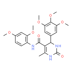 ChemSpider 2D Image | N-(2,4-Dimethoxyphenyl)-6-methyl-2-oxo-4-(3,4,5-trimethoxyphenyl)-1,2,3,4-tetrahydro-5-pyrimidinecarboxamide | C23H27N3O7