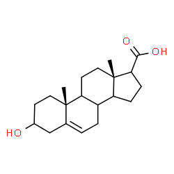 ChemSpider 2D Image | (8xi,9xi,14beta)-3-Hydroxyandrost-5-ene-17-carboxylic acid | C20H30O3
