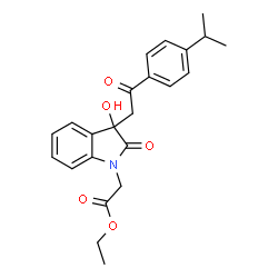 ChemSpider 2D Image | Ethyl {3-hydroxy-3-[2-(4-isopropylphenyl)-2-oxoethyl]-2-oxo-2,3-dihydro-1H-indol-1-yl}acetate | C23H25NO5