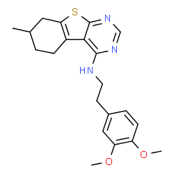 ChemSpider 2D Image | N-[2-(3,4-Dimethoxyphenyl)ethyl]-7-methyl-5,6,7,8-tetrahydro[1]benzothieno[2,3-d]pyrimidin-4-amine | C21H25N3O2S