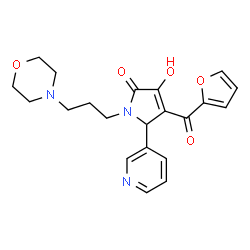 ChemSpider 2D Image | 4-(furan-2-carbonyl)-3-hydroxy-1-(3-morpholinopropyl)-5-(pyridin-3-yl)-1H-pyrrol-2(5H)-one | C21H23N3O5