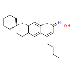 ChemSpider 2D Image | (8'E)-6'-Butyl-N-hydroxy-3',4'-dihydro-8'H-spiro[cyclohexane-1,2'-pyrano[3,2-g]chromen]-8'-imine | C21H27NO3