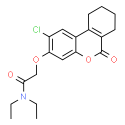 ChemSpider 2D Image | 2-[(2-Chloro-6-oxo-7,8,9,10-tetrahydro-6H-benzo[c]chromen-3-yl)oxy]-N,N-diethylacetamide | C19H22ClNO4