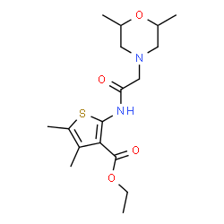 ChemSpider 2D Image | Ethyl 2-{[(2,6-dimethyl-4-morpholinyl)acetyl]amino}-4,5-dimethyl-3-thiophenecarboxylate | C17H26N2O4S