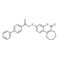 ChemSpider 2D Image | 3-[2-(4-Biphenylyl)-2-oxoethoxy]-8,9,10,11-tetrahydrocyclohepta[c]chromen-6(7H)-one | C28H24O4