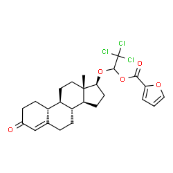 ChemSpider 2D Image | 2,2,2-Trichloro-1-{[(17beta)-3-oxoestr-4-en-17-yl]oxy}ethyl 2-furoate | C25H29Cl3O5