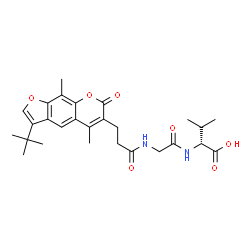 ChemSpider 2D Image | N-{3-[5,9-Dimethyl-3-(2-methyl-2-propanyl)-7-oxo-7H-furo[3,2-g]chromen-6-yl]propanoyl}glycyl-D-valine | C27H34N2O7