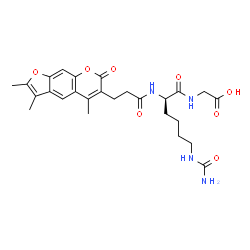 ChemSpider 2D Image | N~6~-Carbamoyl-N~2~-[3-(2,3,5-trimethyl-7-oxo-7H-furo[3,2-g]chromen-6-yl)propanoyl]-D-lysylglycine | C26H32N4O8