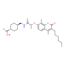 ChemSpider 2D Image | trans-4-[({2-[(3-Hexyl-4,8-dimethyl-2-oxo-2H-chromen-7-yl)oxy]propanoyl}amino)methyl]cyclohexanecarboxylic acid | C28H39NO6