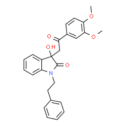 ChemSpider 2D Image | 3-[2-(3,4-Dimethoxyphenyl)-2-oxoethyl]-3-hydroxy-1-(2-phenylethyl)-1,3-dihydro-2H-indol-2-one | C26H25NO5