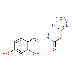 ChemSpider 2D Image | N'-[(E)-(2,4-Dihydroxyphenyl)methylene]-2-(1H-tetrazol-5-yl)acetohydrazide | C10H10N6O3
