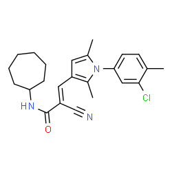 ChemSpider 2D Image | (2E)-3-[1-(3-Chloro-4-methylphenyl)-2,5-dimethyl-1H-pyrrol-3-yl]-2-cyano-N-cycloheptylacrylamide | C24H28ClN3O