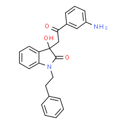 ChemSpider 2D Image | 3-[2-(3-Aminophenyl)-2-oxoethyl]-3-hydroxy-1-(2-phenylethyl)-1,3-dihydro-2H-indol-2-one | C24H22N2O3