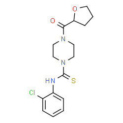 ChemSpider 2D Image | N-(2-chlorophenyl)-4-(oxolane-2-carbonyl)piperazine-1-carbothioamide | C16H20ClN3O2S