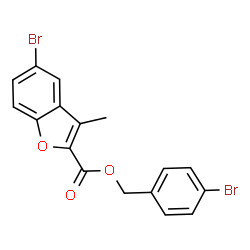 ChemSpider 2D Image | 4-Bromobenzyl 5-bromo-3-methyl-1-benzofuran-2-carboxylate | C17H12Br2O3