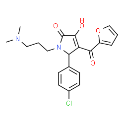 ChemSpider 2D Image | 5-(4-Chlorophenyl)-1-[3-(dimethylamino)propyl]-4-(2-furoyl)-3-hydroxy-1,5-dihydro-2H-pyrrol-2-one | C20H21ClN2O4