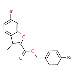 ChemSpider 2D Image | 4-Bromobenzyl 6-bromo-3-methyl-1-benzofuran-2-carboxylate | C17H12Br2O3