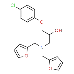 ChemSpider 2D Image | 1-[Bis(2-furylmethyl)amino]-3-(4-chlorophenoxy)-2-propanol | C19H20ClNO4