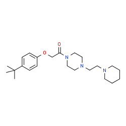 ChemSpider 2D Image | 2-[4-(2-Methyl-2-propanyl)phenoxy]-1-{4-[2-(1-piperidinyl)ethyl]-1-piperazinyl}ethanone | C23H37N3O2