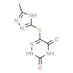 ChemSpider 2D Image | 6-[(3-Methyl-1H-1,2,4-triazol-5-yl)thio]-1,2,4-triazine-3,5(2H,4H)-dione | C6H6N6O2S