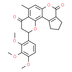 ChemSpider 2D Image | 5-Methyl-2-(2,3,4-trimethoxyphenyl)-10,11-dihydro-2H-cyclopenta[c]pyrano[2,3-f]chromene-4,8(3H,9H)-dione | C25H24O7